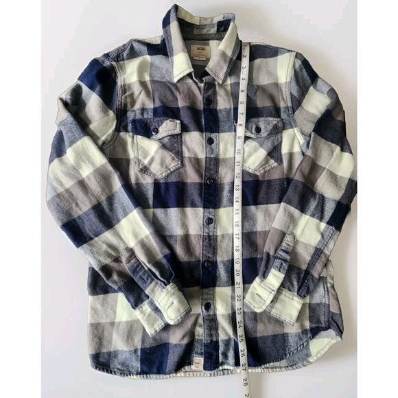Vans Off The Wall Men's Box Flannel Shirt Plaid Checkered Blue / Gray Size Small - Picture 3 of 6